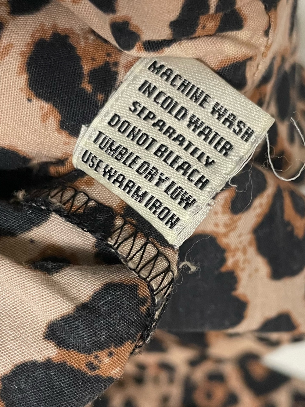 Sim & Sam Leopard Print Babydoll Peplum Tie Front Long Puff Sleeve Boho Top SZ M - Picture 9 of 16